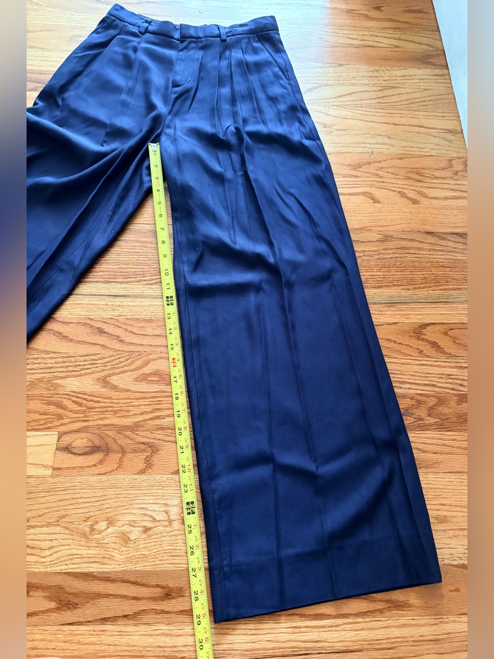 Madewell Harlow Navy Wide-Leg Pleated Dress Pants - Picture 7 of 12